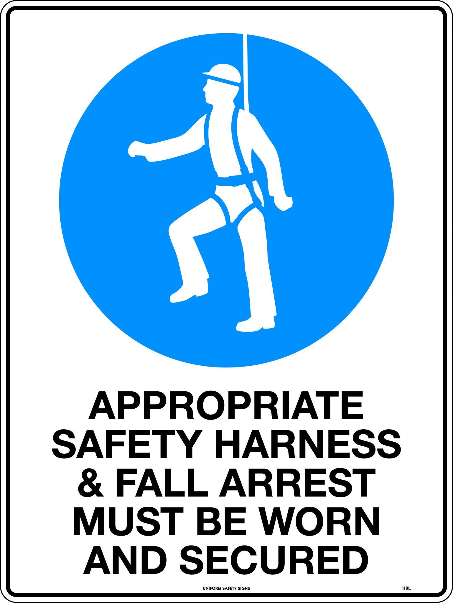 Appropriate Safety Harness And Fall Arrest Must Be Worn Sign