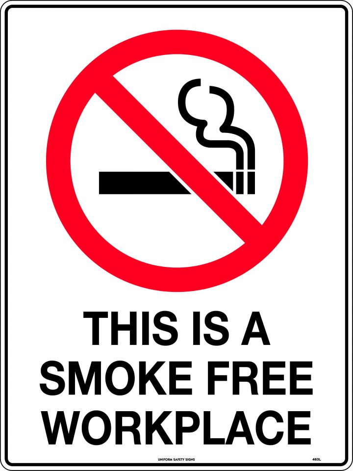 This is a Smoke Free Workplace | Prohibition | USS