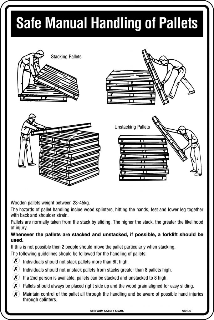 Safe Manual Handling of Pallets | General Signs | USS