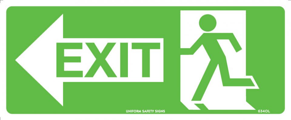 Running Man With Exit and Left Arrow | Exit/Entry Signs | USS