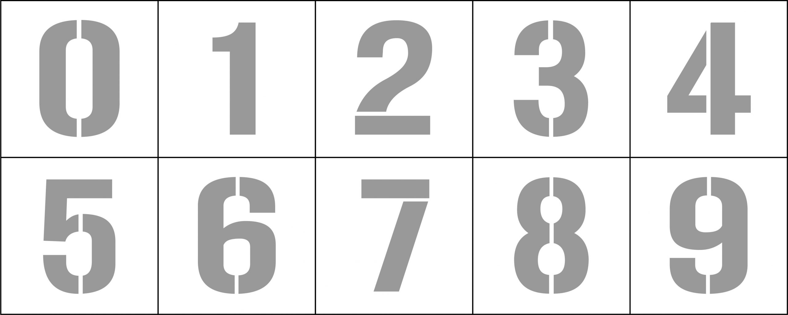 Number Stencil Set, 0-9 Signs, SKU: ST-0069