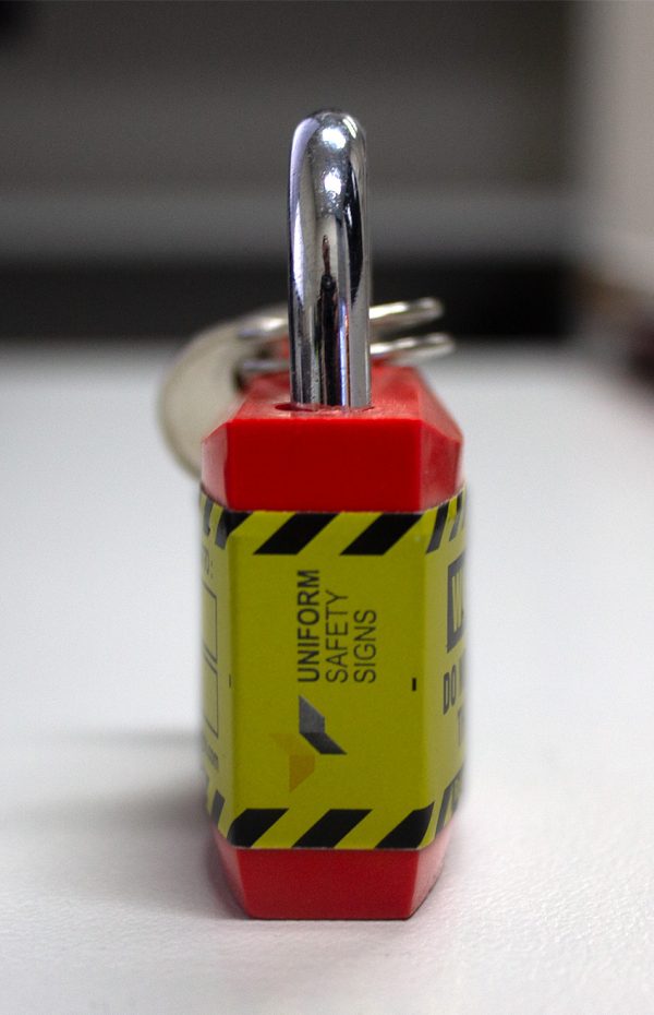 economy red safety padlock