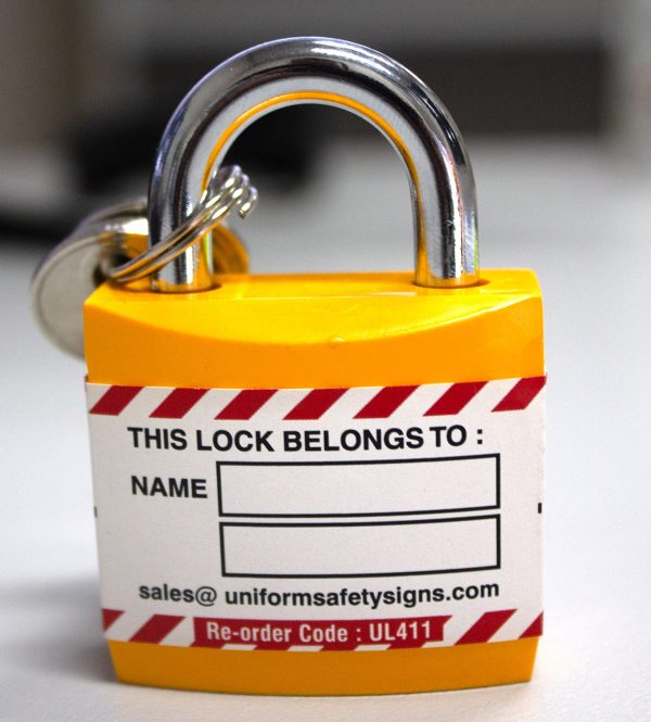 economy yellow safety padlock