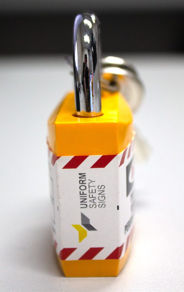 economy yellow safety padlock