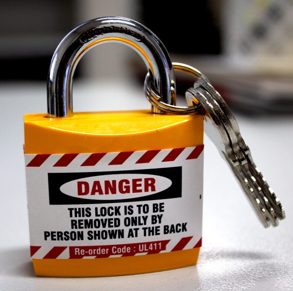 economy yellow safety padlock